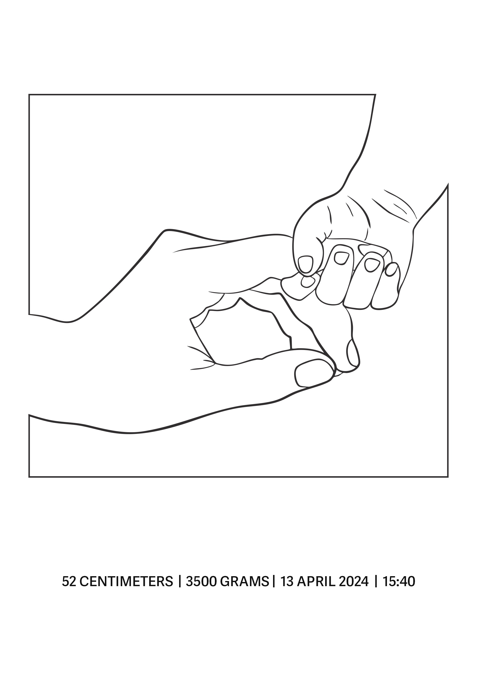 Holding Hands Birth, Minimalist Baby and Parent Line Art Poster