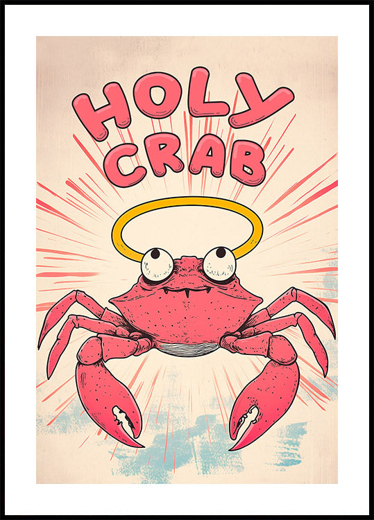 Holy Crab, Halo Crab Cartoon Poster