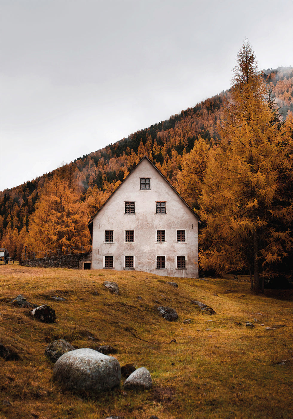 House Near the Autumn Mountains Poster