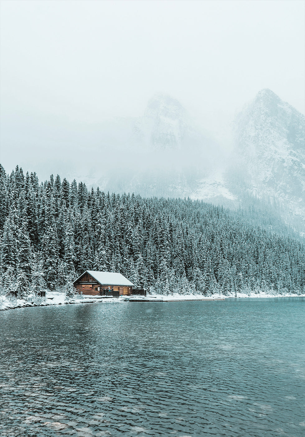 Hut on the Shore of a Winter Lake Poster