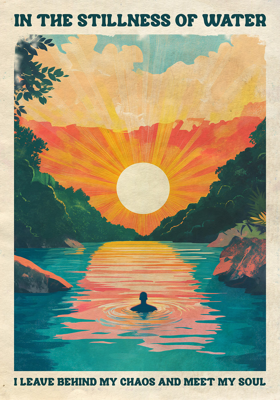In the Stillness of Water Sunset River Poster