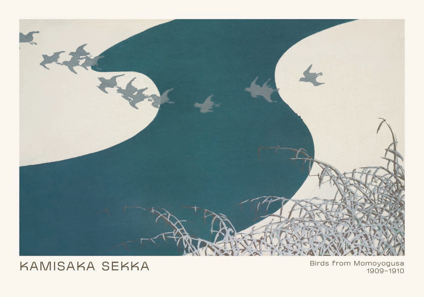 Birds from Momoyogusa, Japanese minimalist nature Poster