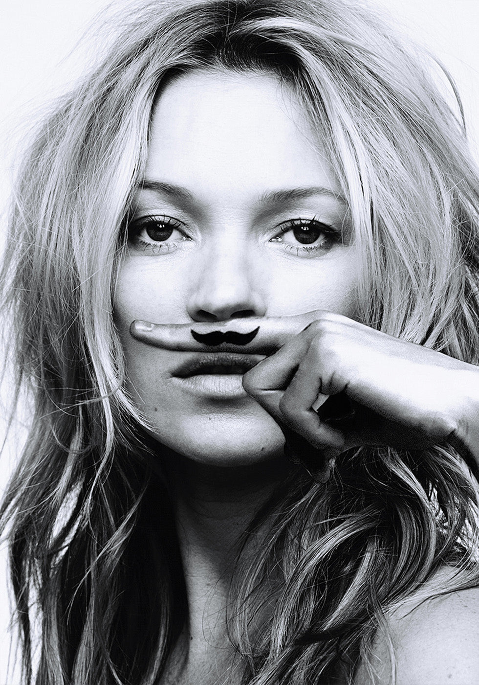 Kate Moss Mustache Mimicking Poster