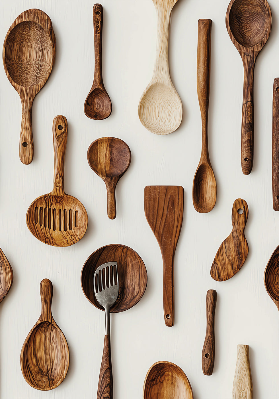 Rustic Wooden Kitchen Utensils Poster
