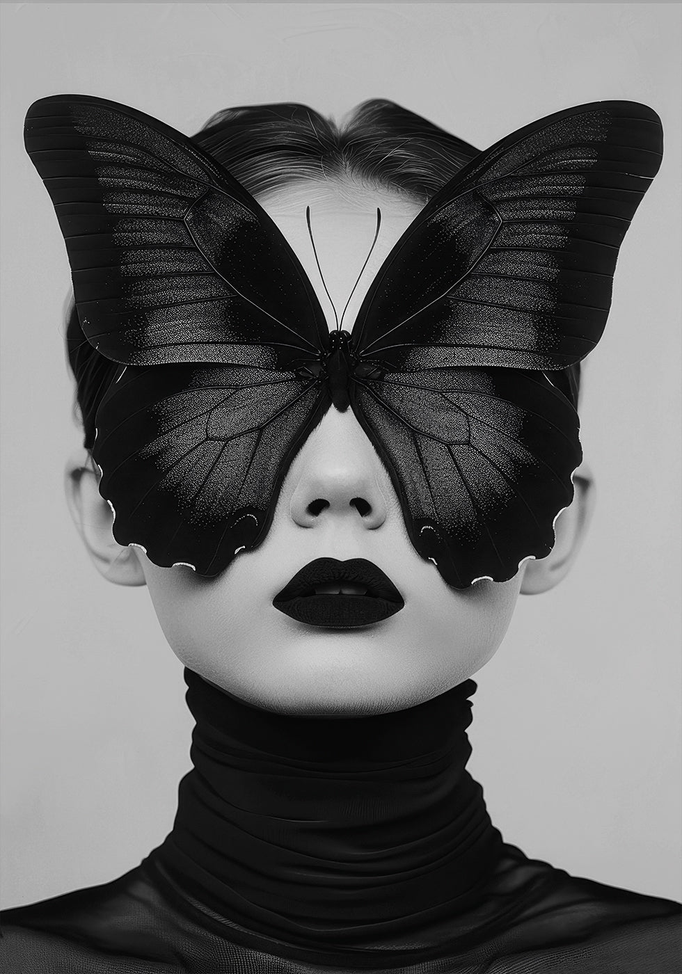 Lady with Black Butterfly Mask Poster