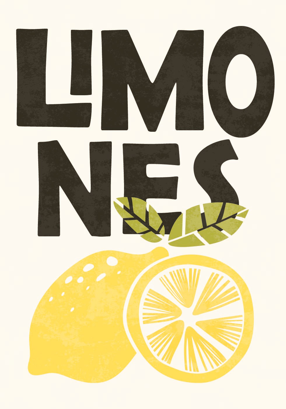 Retro Lemons Illustration Poster