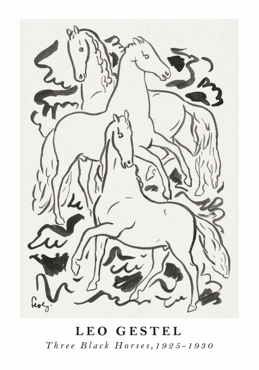 Three Black Horses, Leo Gestel Poster
