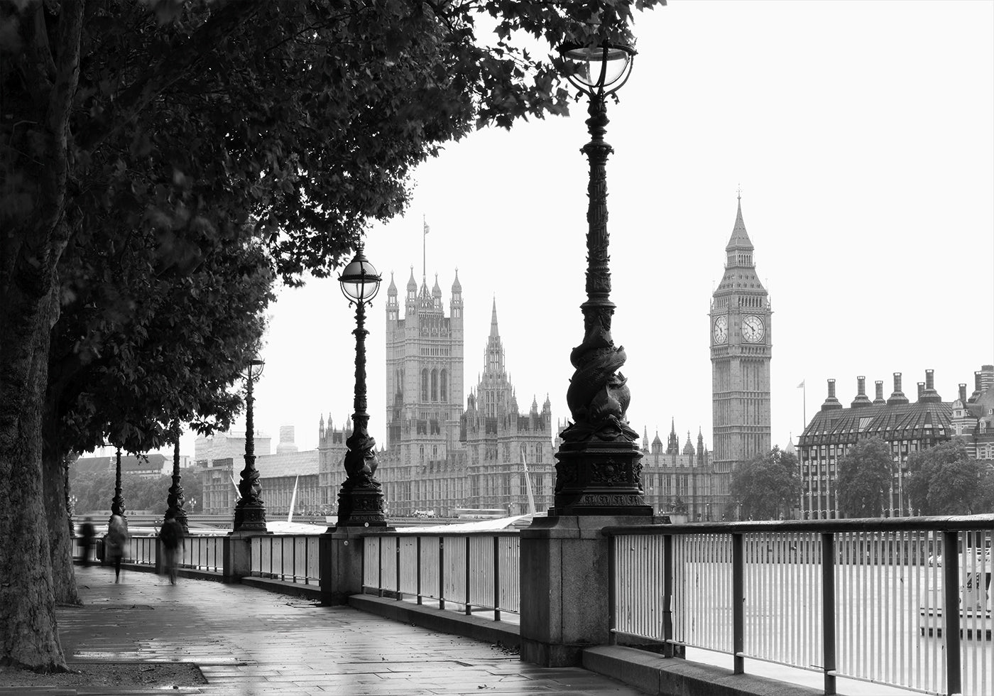 London and Big Ben in Black and White Poster