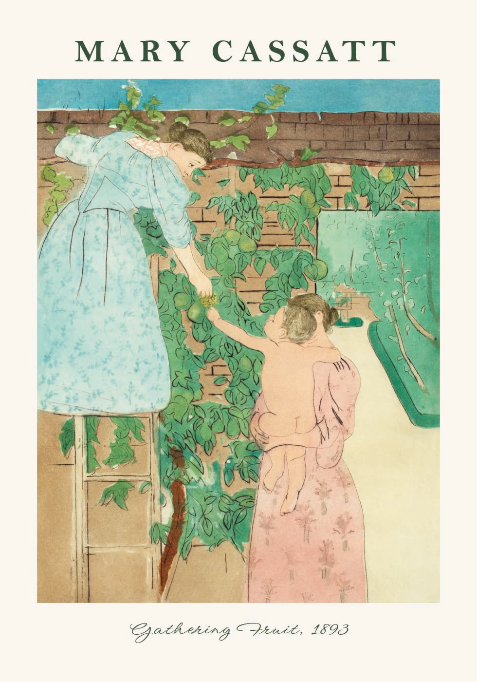 Gathering Fruit, Mother And Child Garden, Mary Cassatt Poster