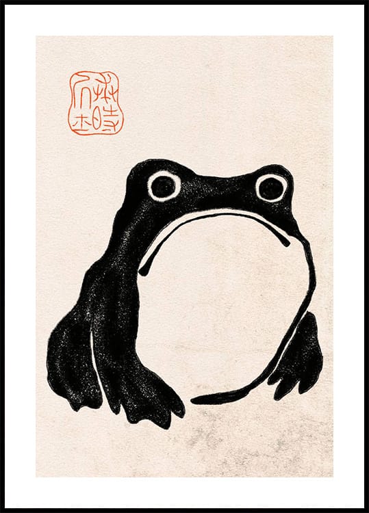 Japanese Frog Ink Art Poster