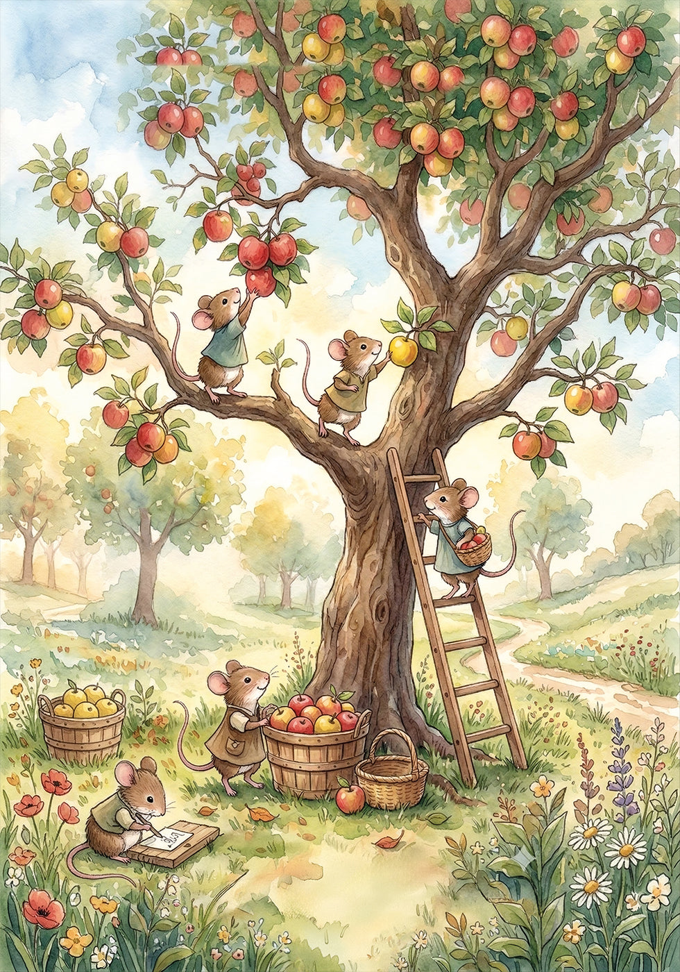 Mice picking apples Poster