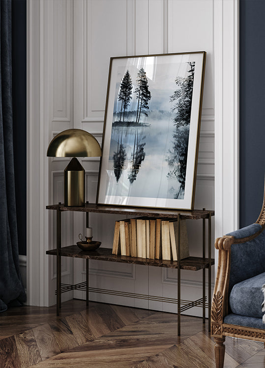 Misty Forest Morning Poster