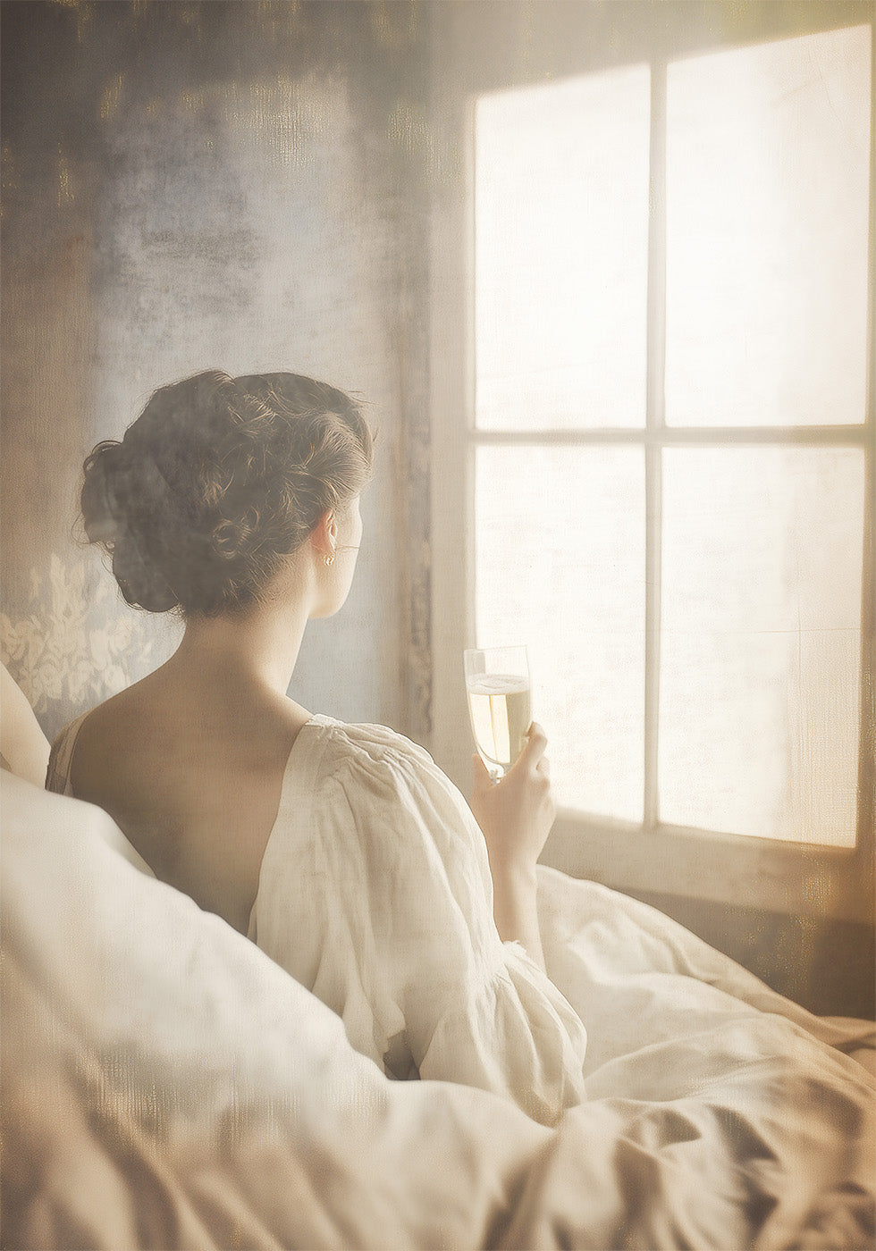 Moments of Stillness – Woman With Champagne Poster