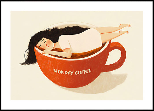 Monday Coffee, Sleepy Morning Poster