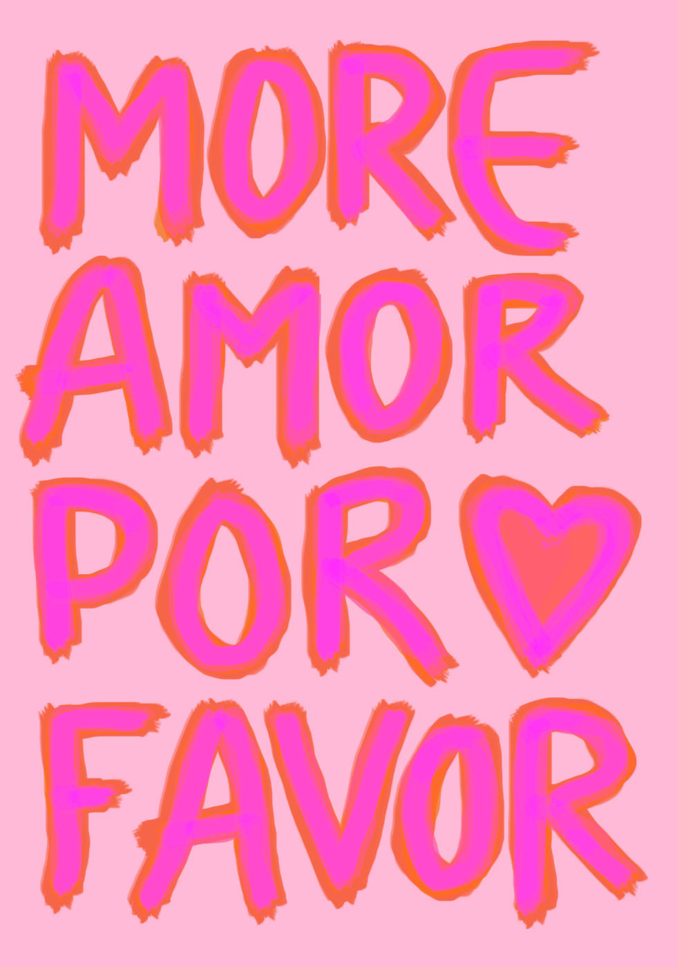 More Amor Por Favor, Pink Neon Love Poster