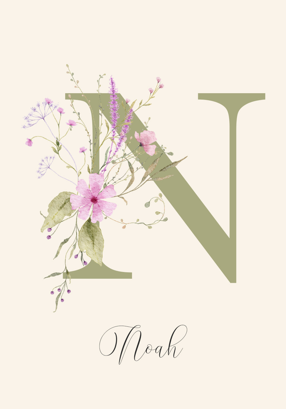 Personalized Wildflower Name Poster