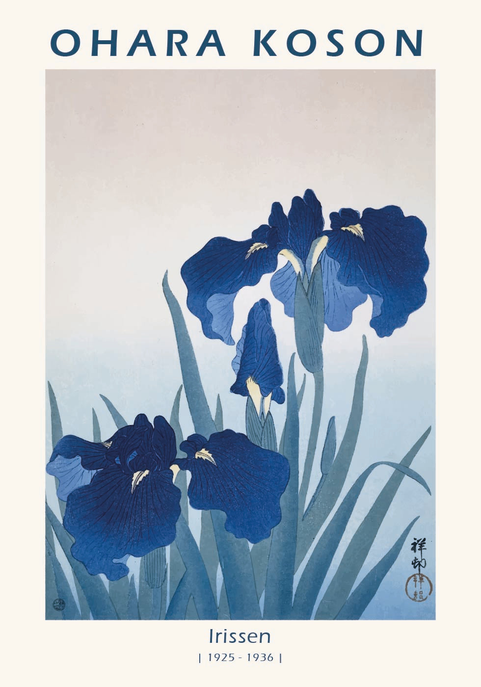Irissen, Japanese Floral Woodblock Poster