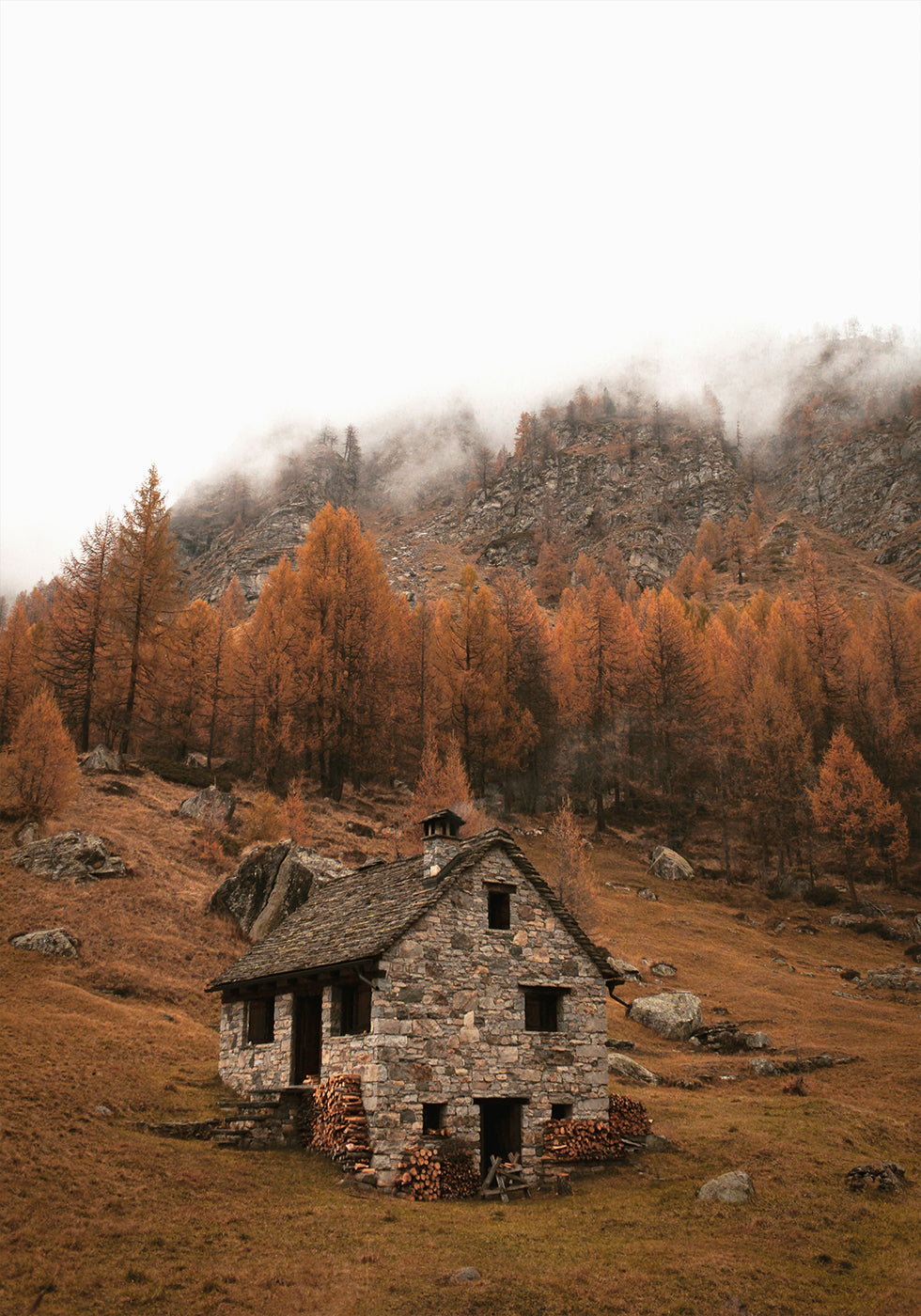 Autumn Mountain Cabin Poster