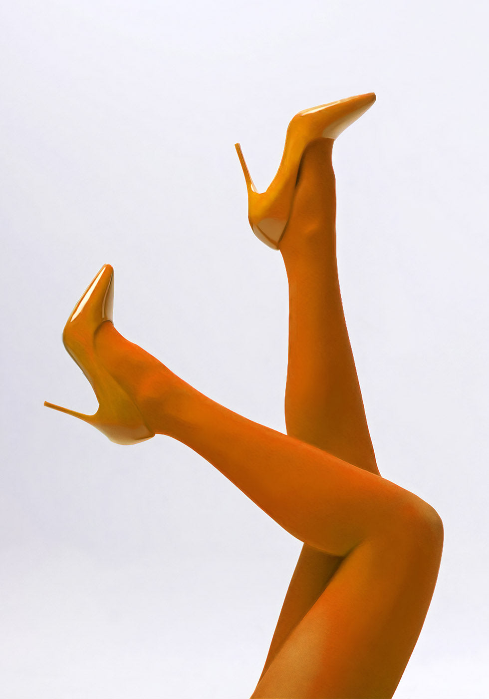 Orange Heels In Air Poster