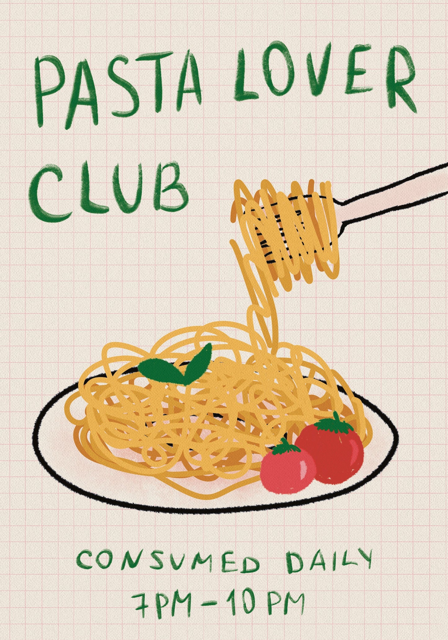 Pasta Lover Club, Hand-drawn Spaghetti Dinner Poster