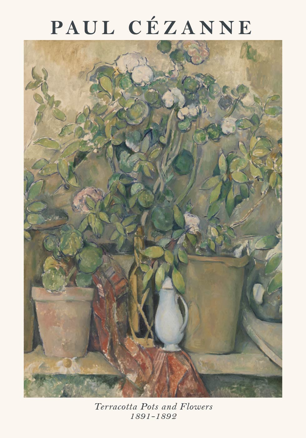 Terracotta Pots and Flowers, Cézanne Still Life Poster