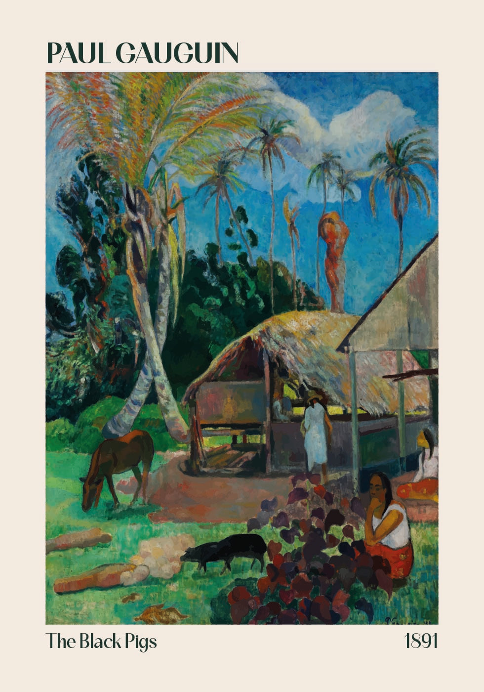 The Black Pigs, Paul Gauguin 1891 Poster
