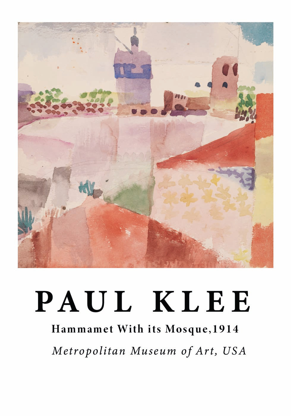 Hammamet with its Mosque, colorful abstract Tunisia Poster