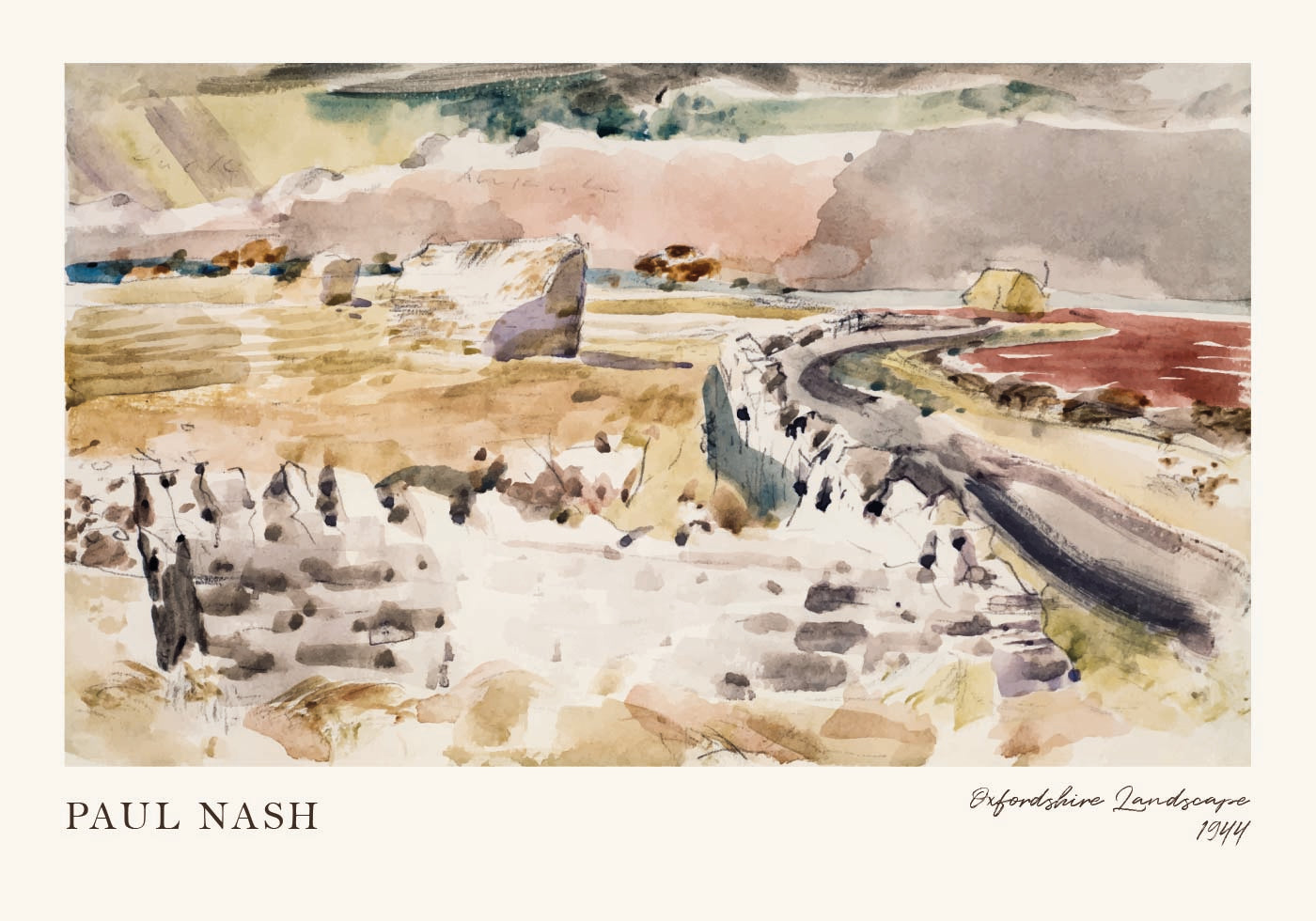Oxfordshire Landscape Paul Nash British Watercolor Painting Poster
