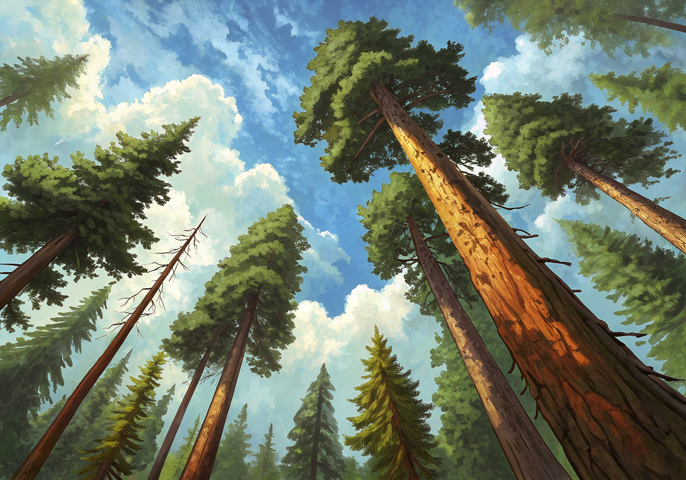 Pine Forest Painting Vintage Woodland Wall Art Nursery Decor Forest Abstract Art Print Pine Tree Painting Cabin Art Cottagecore Green Tree Poster