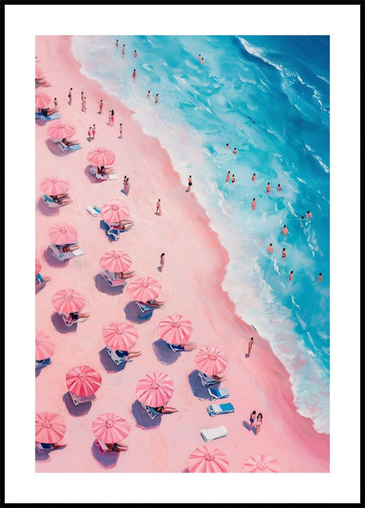 Pink Beach with Blue Ocean Poster