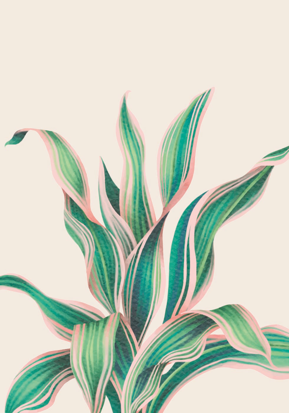 Tropical Green Pink Plant Poster