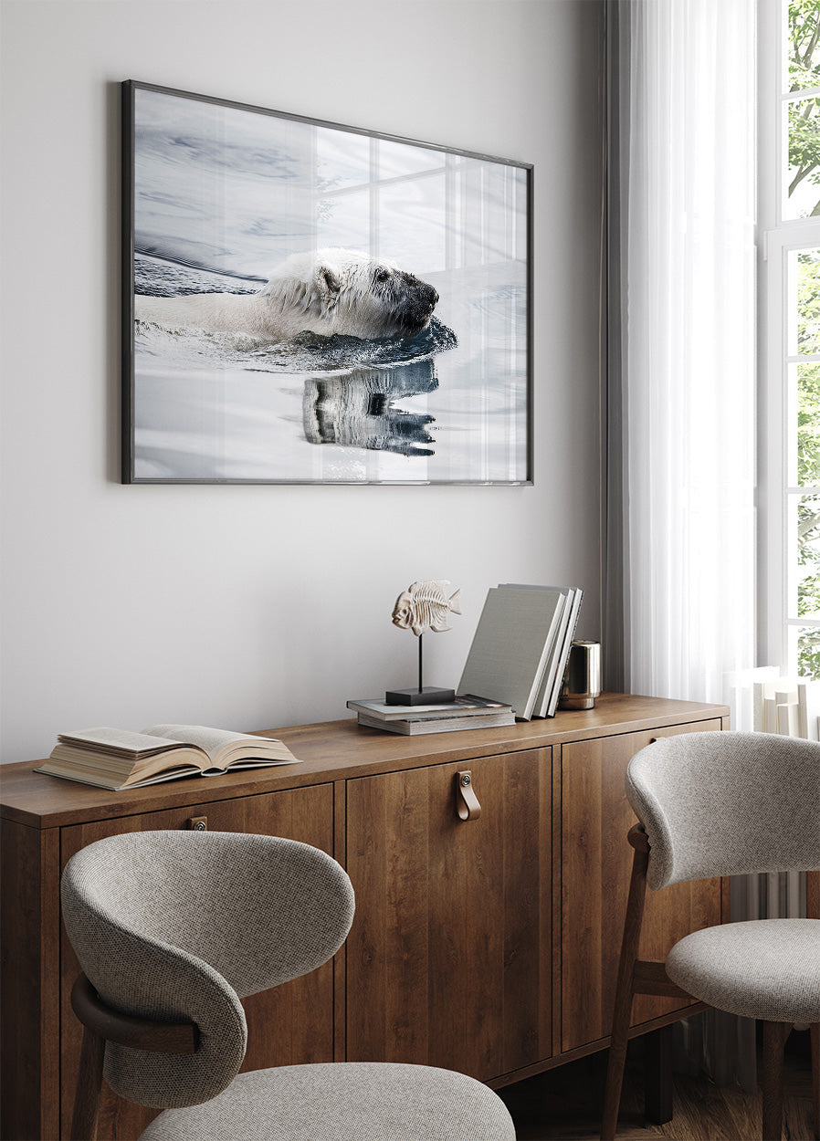 Swimming Polar Bear Poster