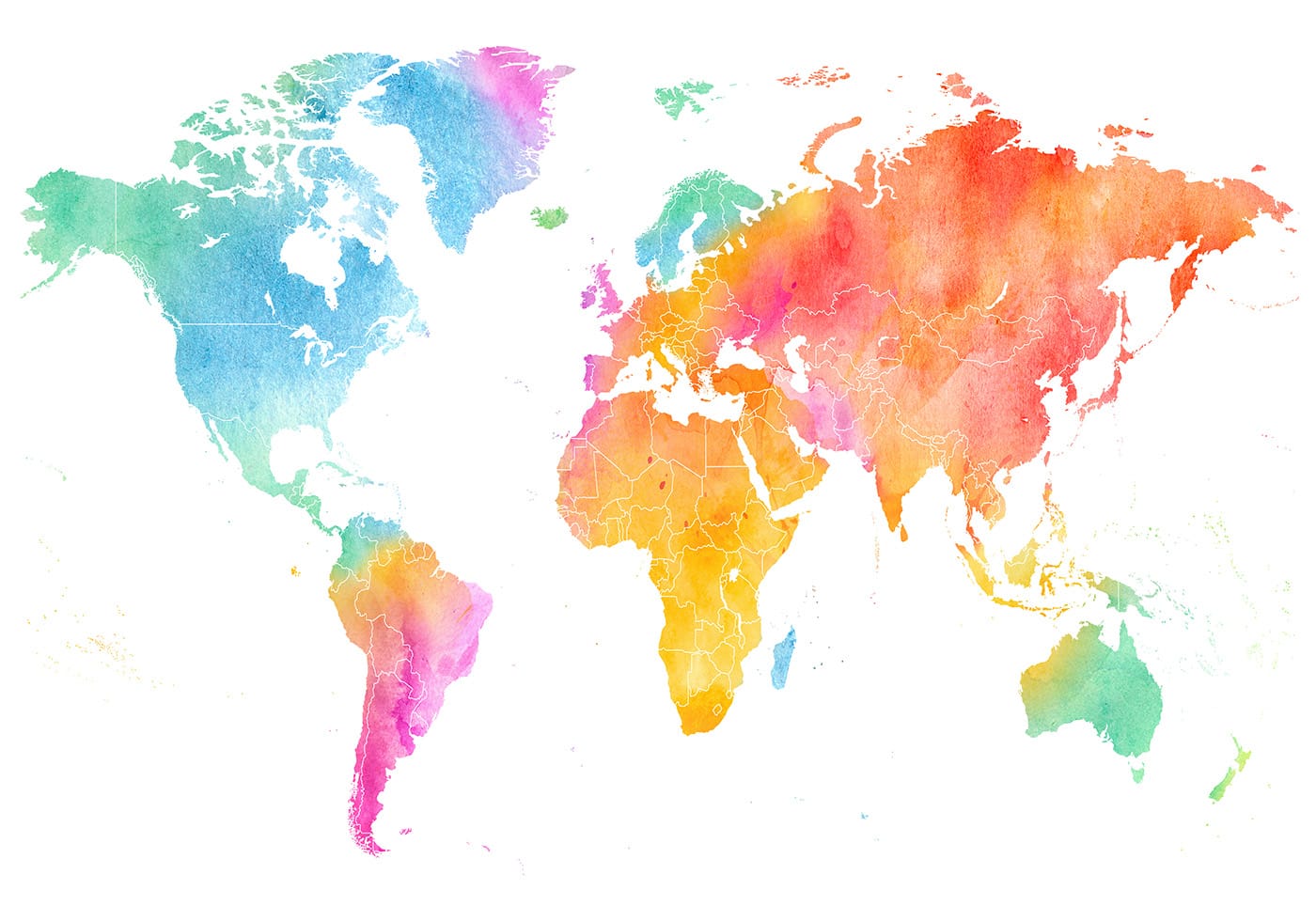 Colorful Watercolor World Map Poster