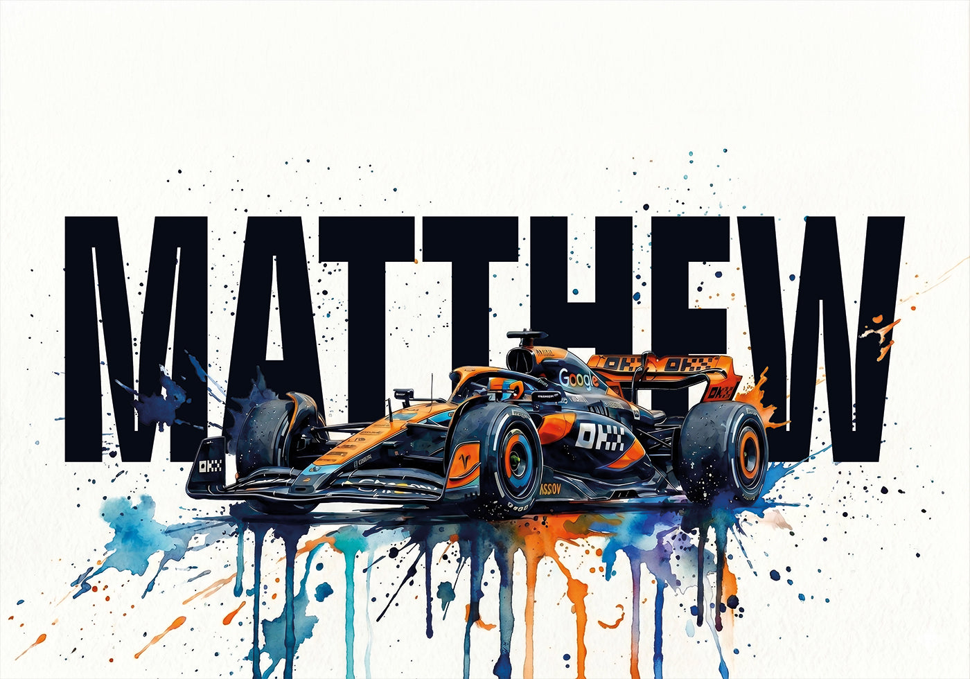 Racing Car with Name Personal Poster