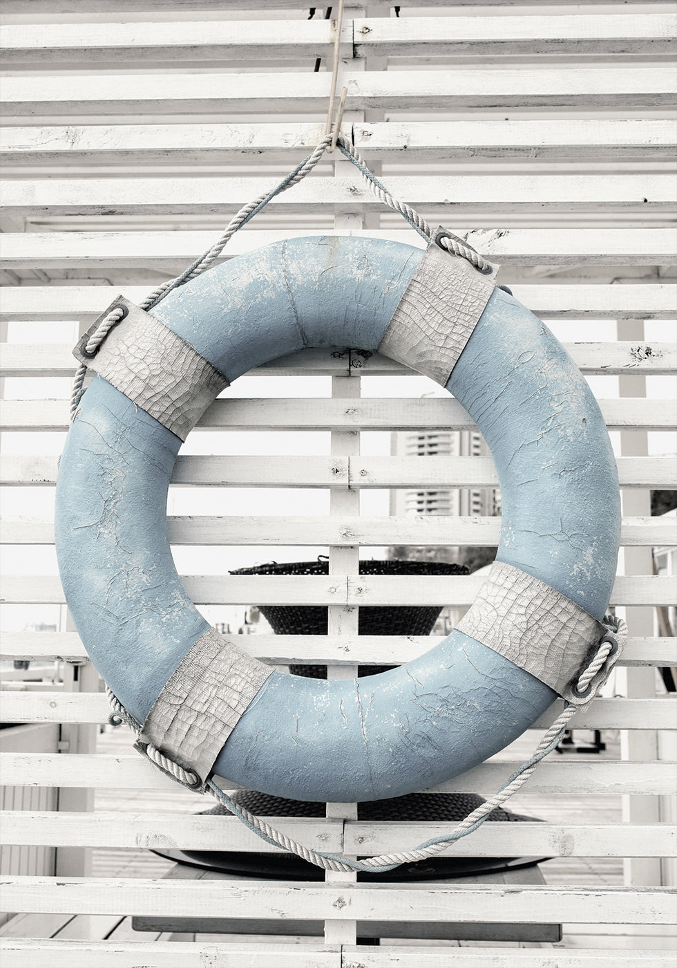 Retro Blue Lifebuoy Poster