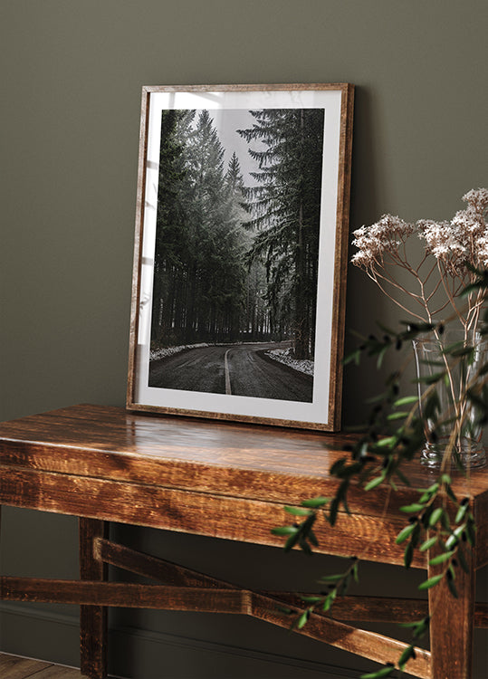 Forest Road in Winter Poster