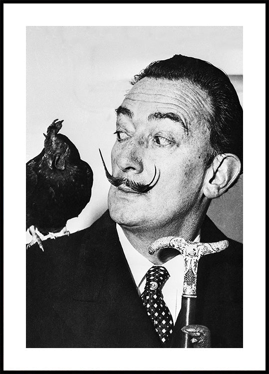 Salvador Dali with Rooster Poster