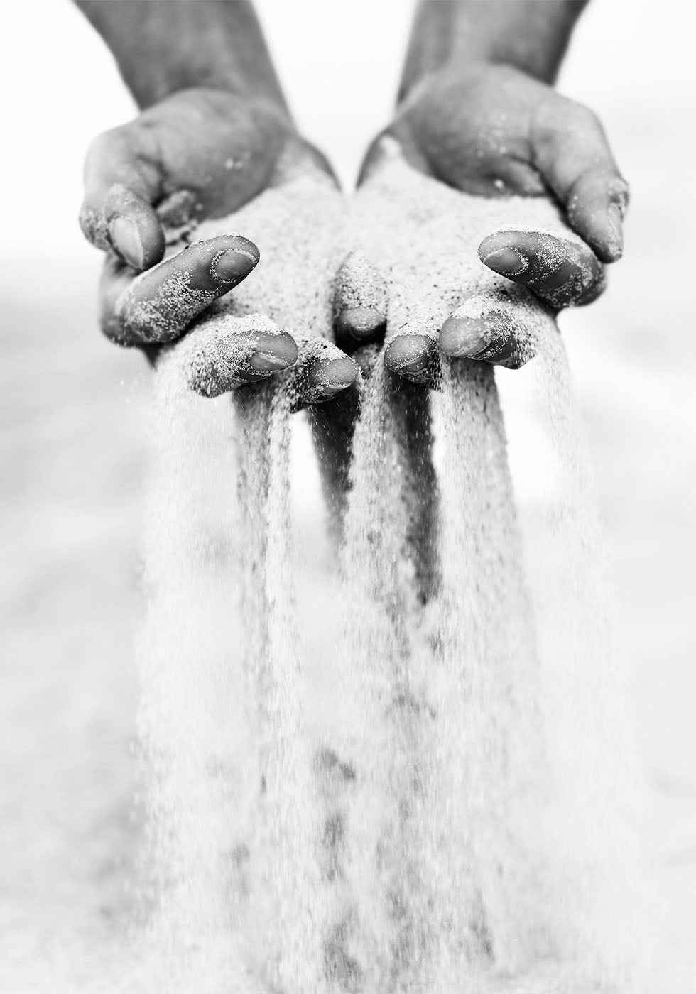 Sand Falling From Hands (B&W) Poster