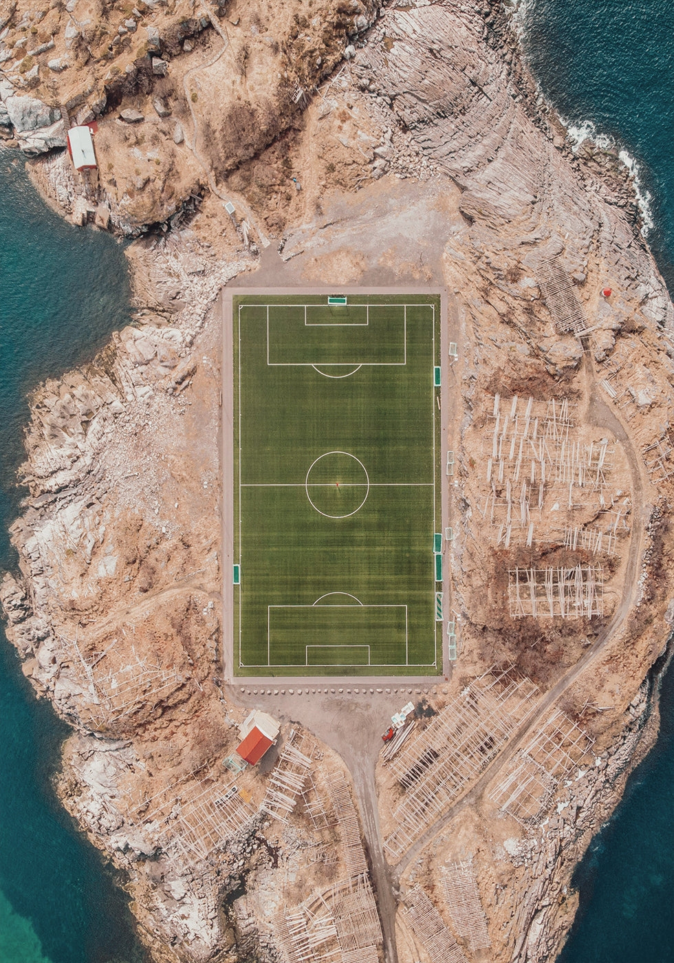 Scenic Soccer Field in Norway Poster