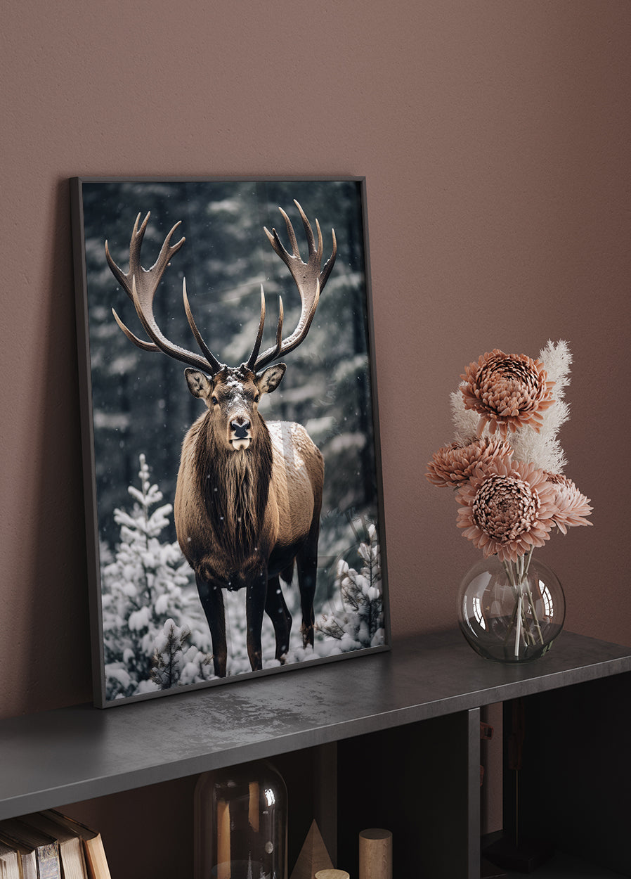 Stag In Forest Poster