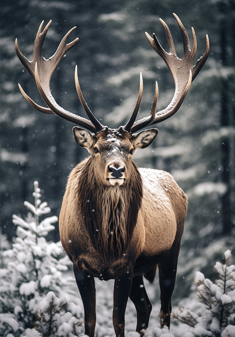 Stag In Forest Poster