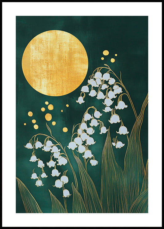 Golden Sun and Lilies Poster