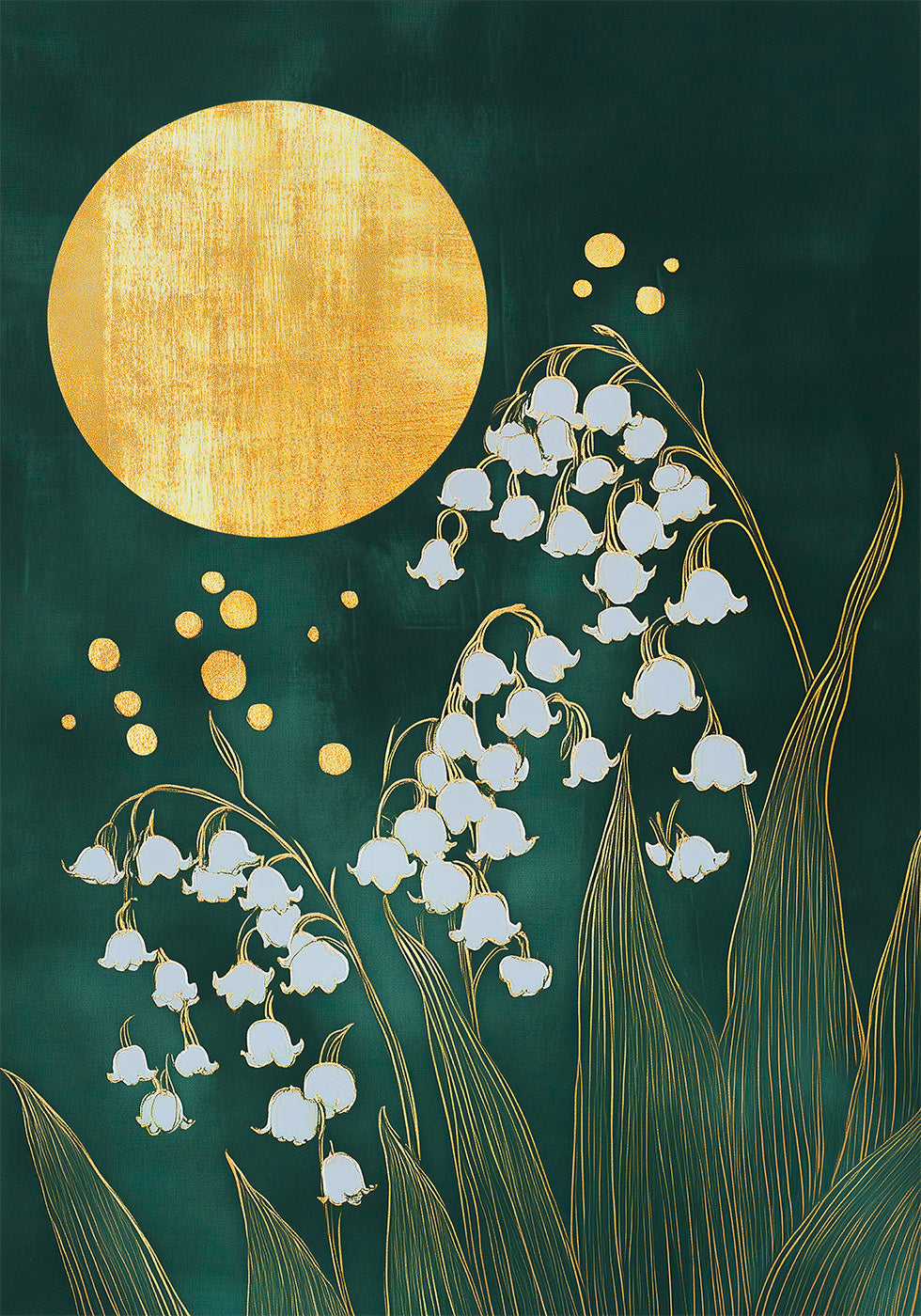 Golden Sun and Lilies Poster