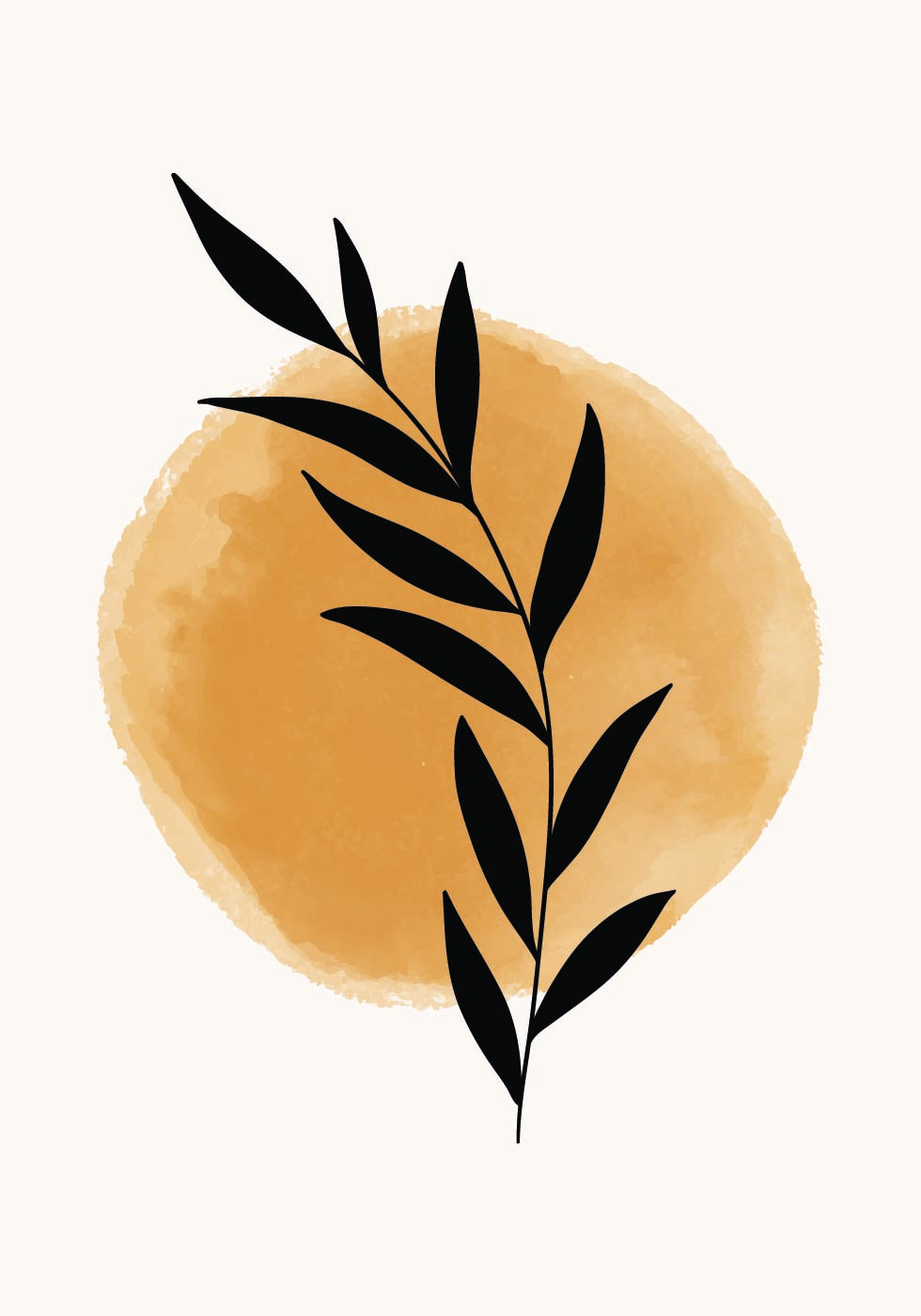 Sunrise Branch, Minimalist Botanical Sun Poster