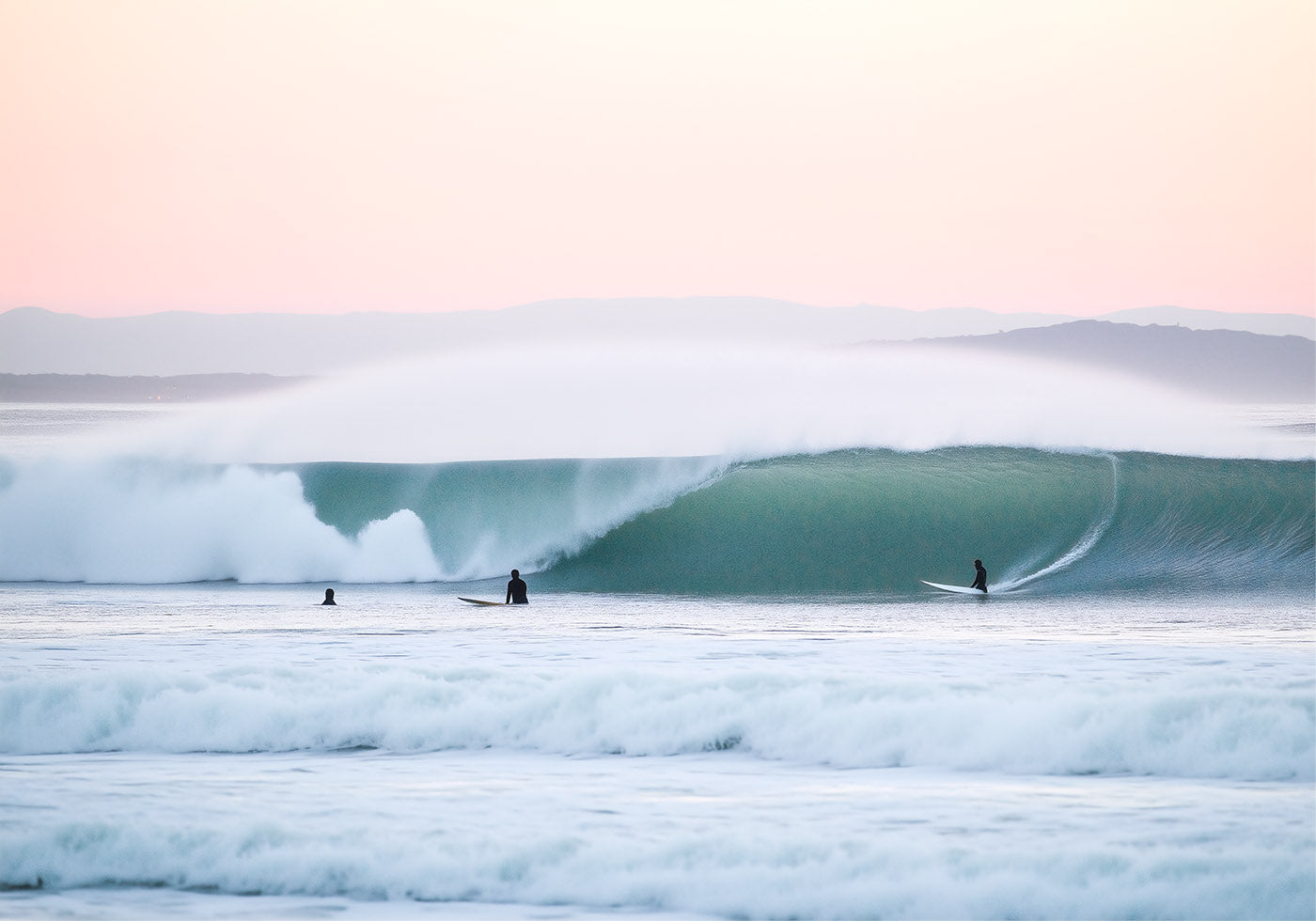 Sunset Barrel Surf, Coastal Calm Wall Art Poster