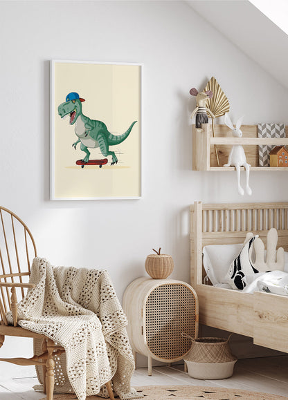 Skateboarding T-Rex Poster