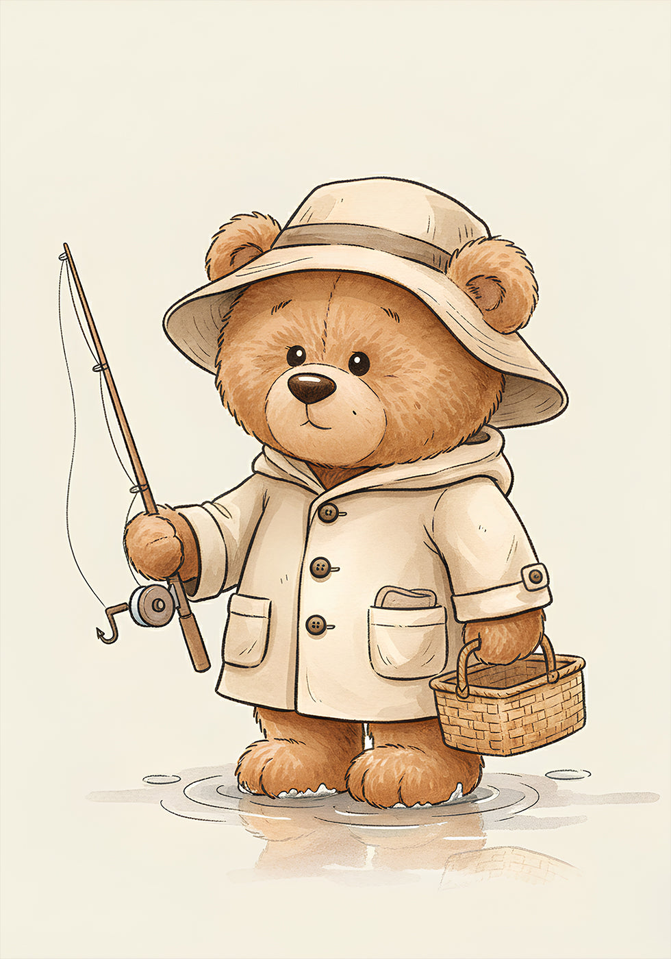 Teddy Bear Fishing Poster