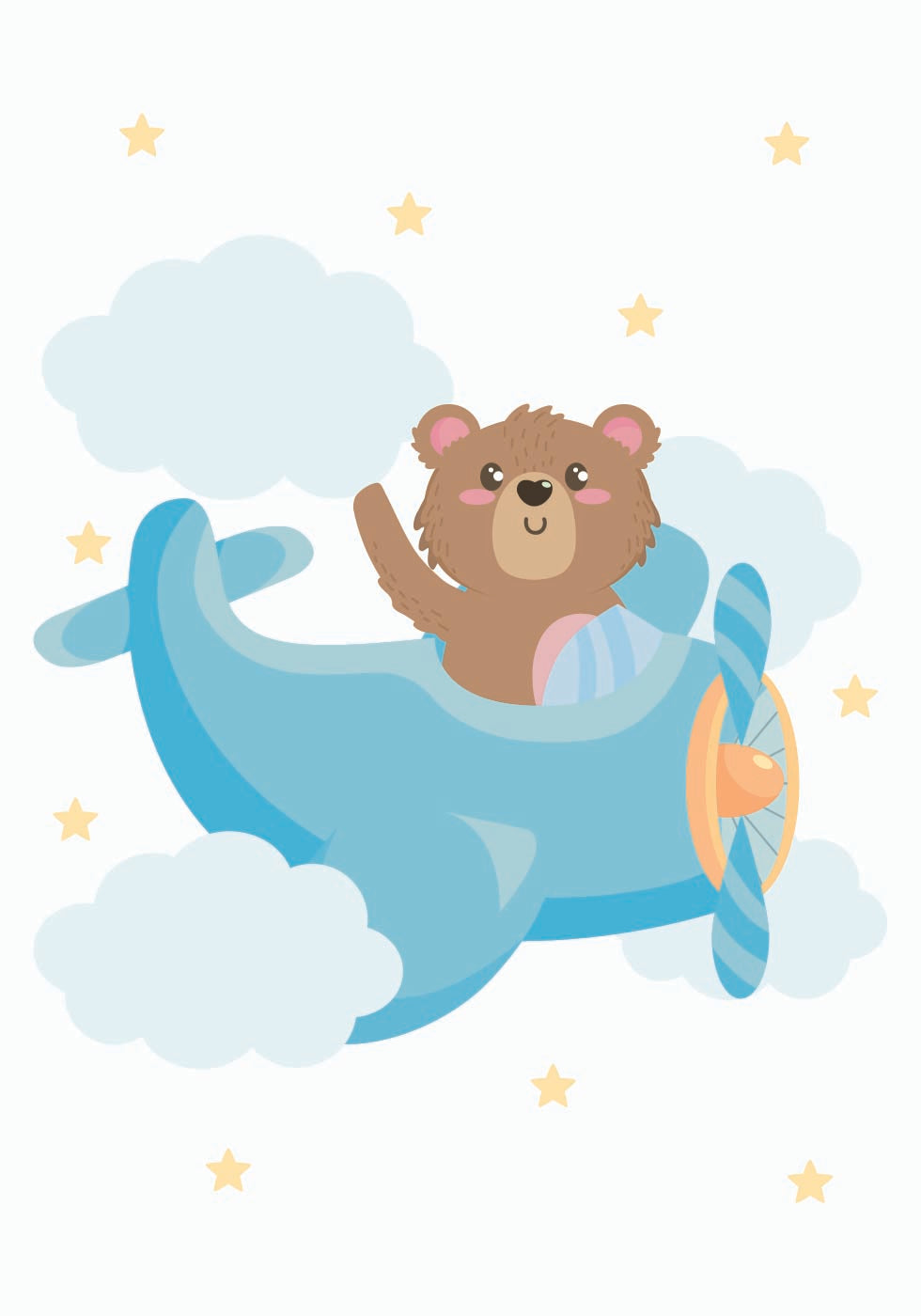 Cute Teddy Bear Airplane Poster