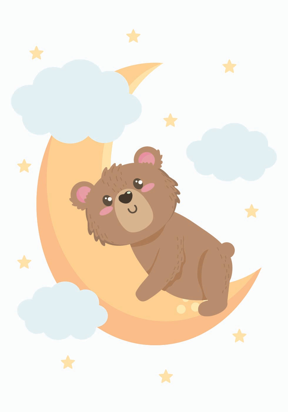 Cute Teddy Bear Moon Poster