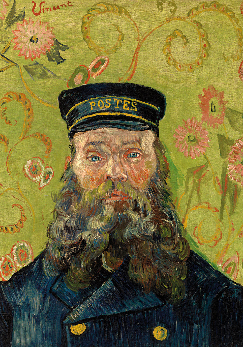 Postman in Flowered Background Poster